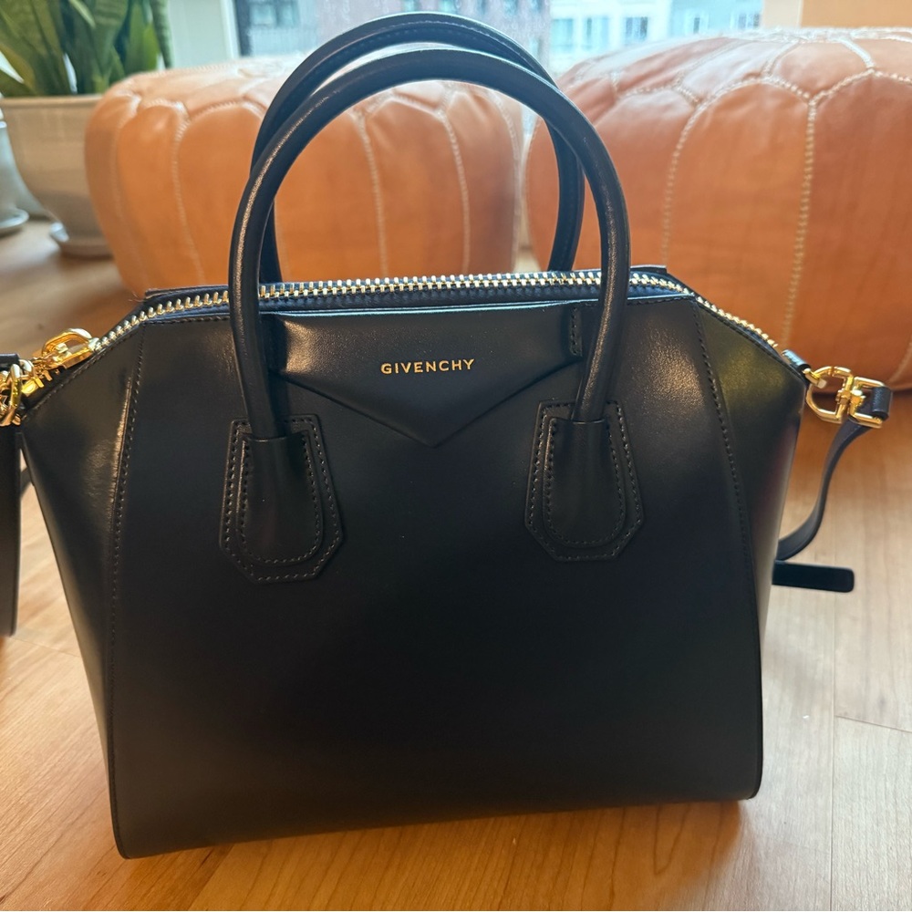 Givenchy Small Antigona Navy Satchel with Gold Accents- Like New Never been used